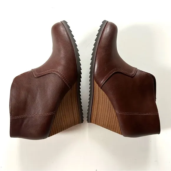Dr. Scholl’s Brown Vegan Leather Heeled Wedge Inform Ankle Boots