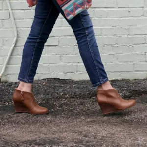 Dr. Scholl’s Brown Vegan Leather Heeled Wedge Inform Ankle Boots