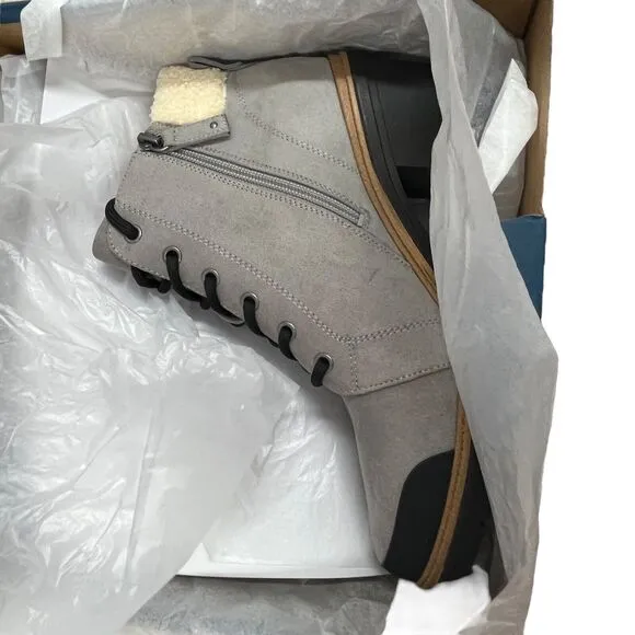 Dr. Scholl's Lug Boots Women Size 10 Gray For the Love New Box Water Repellant