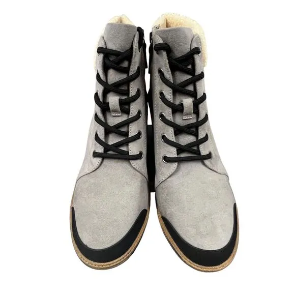 Dr. Scholl's Lug Boots Women Size 10 Gray For the Love New Box Water Repellant