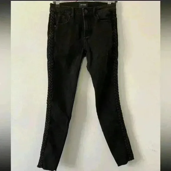 DRIFTWOOD Braided Intertwined Jackie Trim Raw-hem Slim P4409A Skinny Jeans 28/28