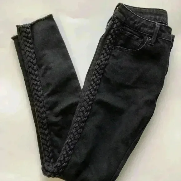 DRIFTWOOD Braided Intertwined Jackie Trim Raw-hem Slim P4409A Skinny Jeans 28/28