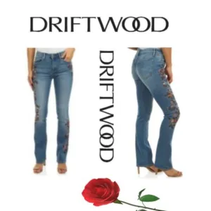 Driftwood Kelly Embroidered Floral Flared Jeans NEW/NWT!