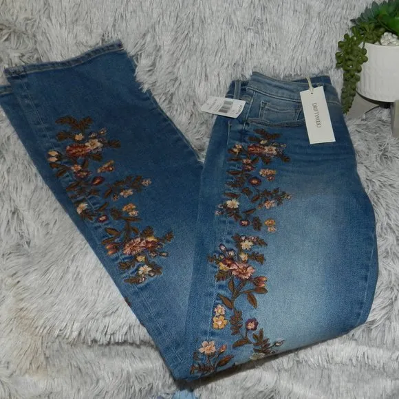 Driftwood Kelly Embroidered Floral Flared Jeans NEW/NWT!