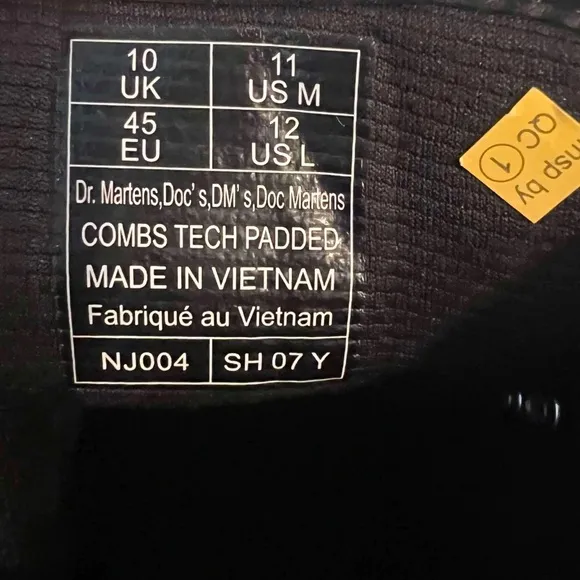 Dr.Martens Men’s Comb Tech Quilted  Black  Combat Casual Boots New No Box