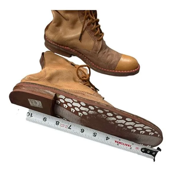Dry-ShoD Italian Handmade Tan Leather Lace Casual Ankle Boots Mens Size 8UK 9US