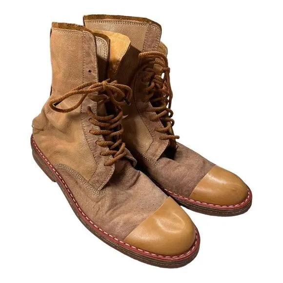 Dry-ShoD Italian Handmade Tan Leather Lace Casual Ankle Boots Mens Size 8UK 9US