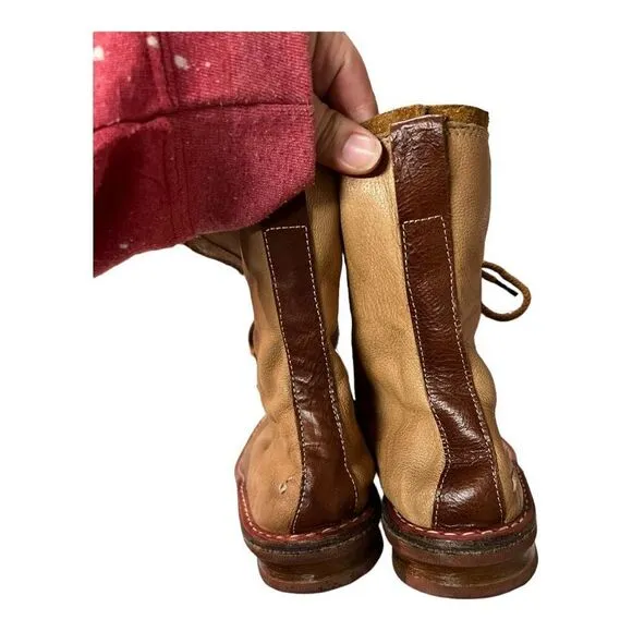 Dry-ShoD Italian Handmade Tan Leather Lace Casual Ankle Boots Mens Size 8UK 9US
