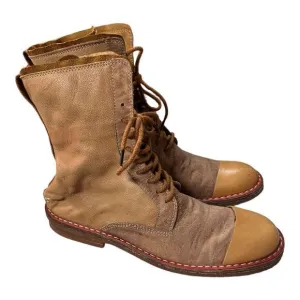 Dry-ShoD Italian Handmade Tan Leather Lace Casual Ankle Boots Mens Size 8UK 9US