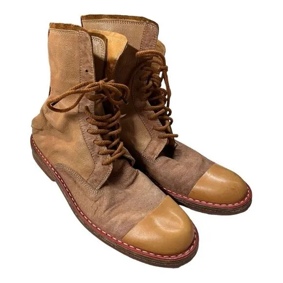 Dry-ShoD Italian Handmade Tan Leather Lace Casual Ankle Boots Mens Size 8UK 9US