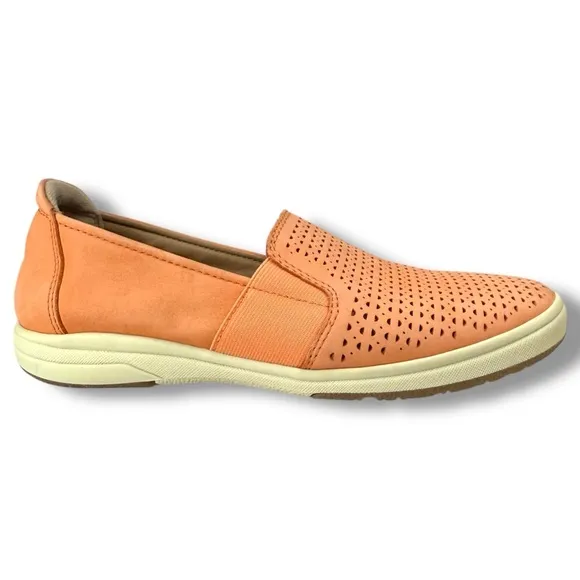 Earth Origins Eclipse Elin Perforated Leather Slip On Shoes, Cantaloupe, Size 8