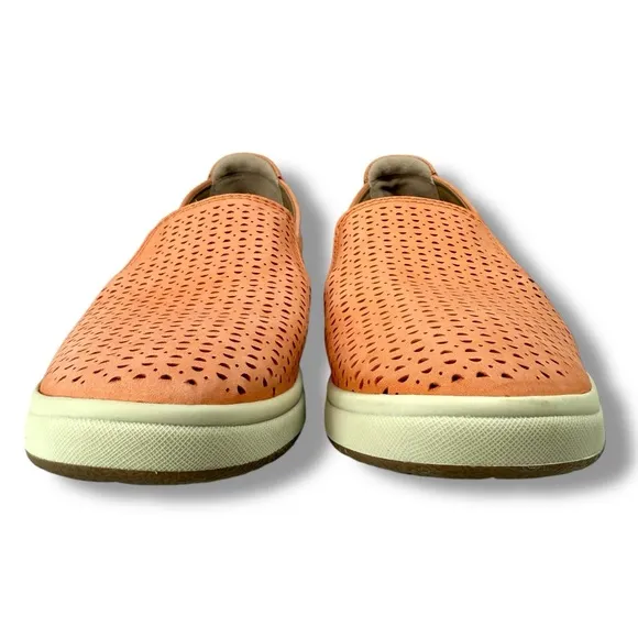 Earth Origins Eclipse Elin Perforated Leather Slip On Shoes, Cantaloupe, Size 8