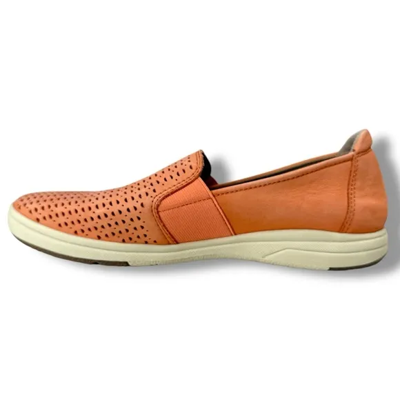 Earth Origins Eclipse Elin Perforated Leather Slip On Shoes, Cantaloupe, Size 8