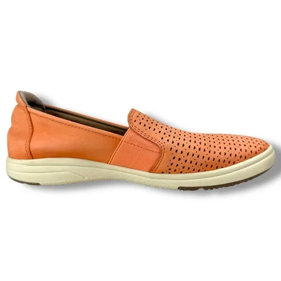 Earth Origins Eclipse Elin Perforated Leather Slip On Shoes, Cantaloupe, Size 8