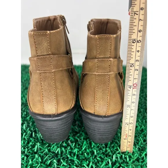 Easy Street Womens Ankle Boots Brown Side Zip Buckle Casual Booties Size 8.5M