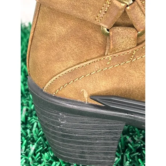 Easy Street Womens Ankle Boots Brown Side Zip Buckle Casual Booties Size 8.5M