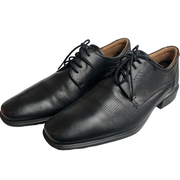 Ecco black leather lace up Oxford shoes 43