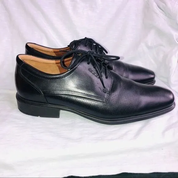 Ecco black leather lace up Oxford shoes 43