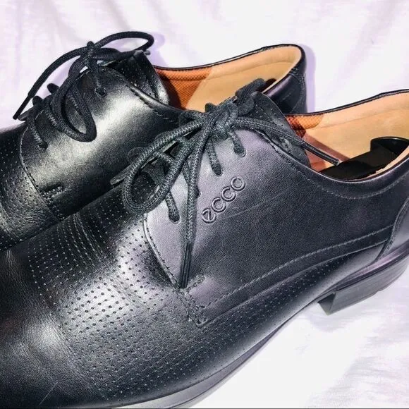 Ecco black leather lace up Oxford shoes 43