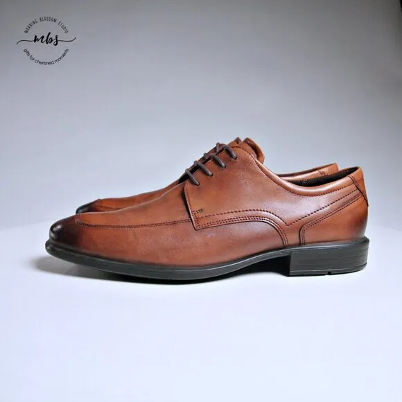 ECCO Calcan Apron Toe Tie Derby Dress Shoes in Brown Men Size 11