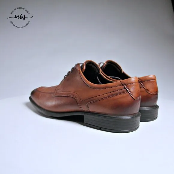 ECCO Calcan Apron Toe Tie Derby Dress Shoes in Brown Men Size 11