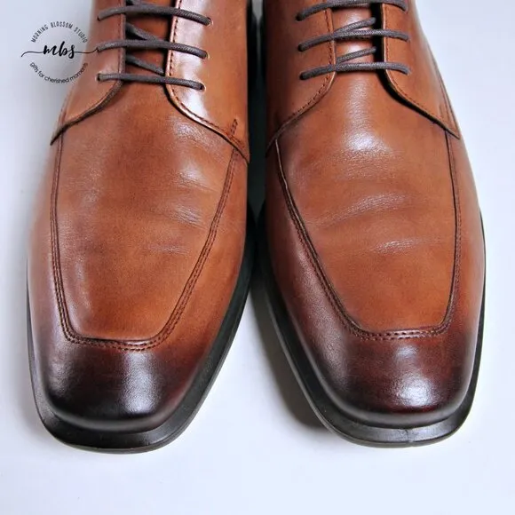 ECCO Calcan Apron Toe Tie Derby Dress Shoes in Brown Men Size 11