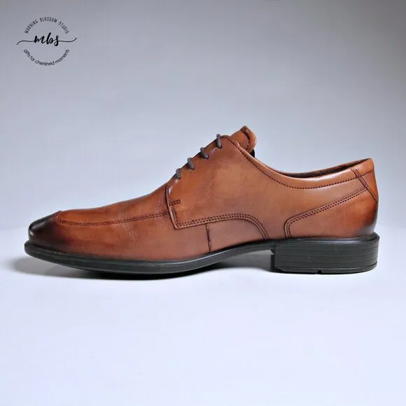 ECCO Calcan Apron Toe Tie Derby Dress Shoes in Brown Men Size 11