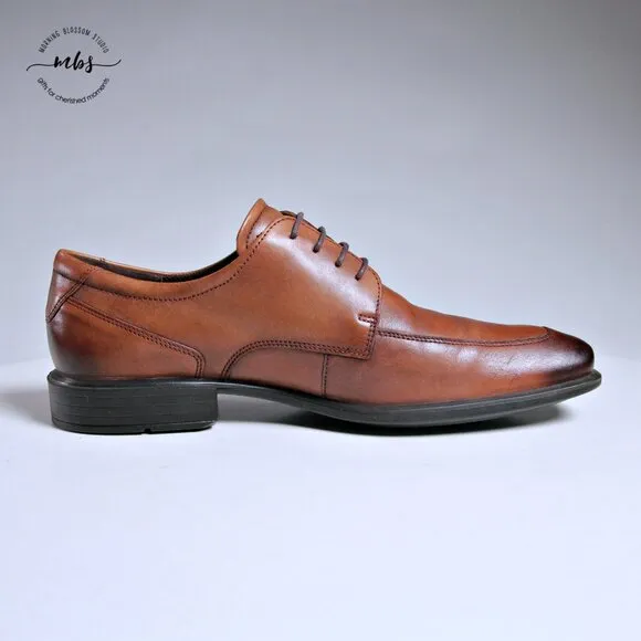 ECCO Calcan Apron Toe Tie Derby Dress Shoes in Brown Men Size 11