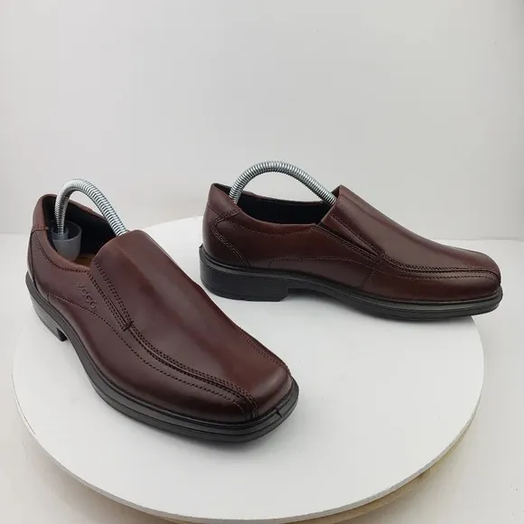 Ecco Helsinki Cognac Leather Men's Dress Shoes Slip-Ons Size 39