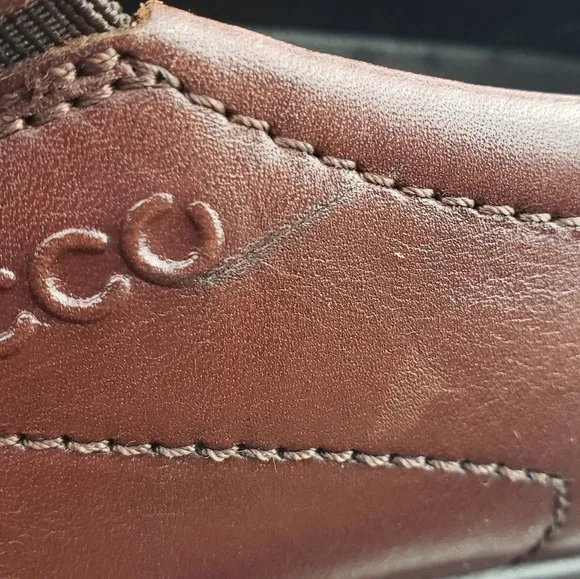 Ecco Helsinki Cognac Leather Men's Dress Shoes Slip-Ons Size 39