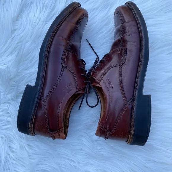 Ecco Lace Up Leather Brown Loafer Dress Shoe