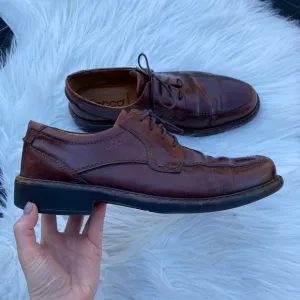 Ecco Lace Up Leather Brown Loafer Dress Shoe