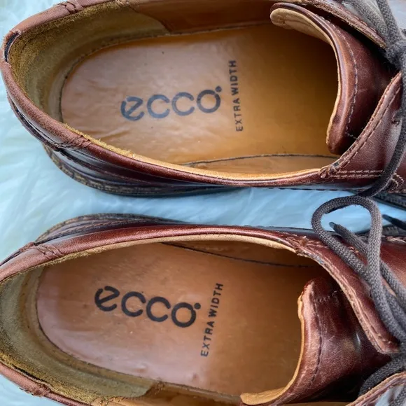 Ecco Lace Up Leather Brown Loafer Dress Shoe