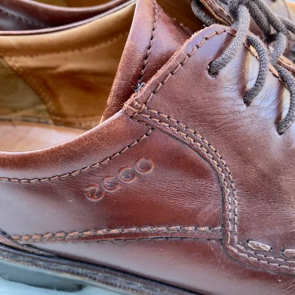 Ecco Lace Up Leather Brown Loafer Dress Shoe