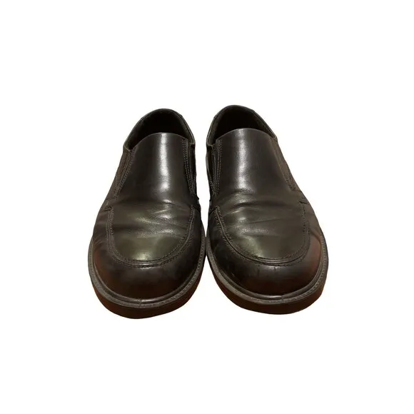 Ecco Men's Black Leather Loafers Size 46 Slip On Shock Point US 12 /12.5 Quality