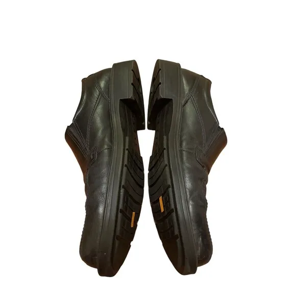 Ecco Men's Black Leather Loafers Size 46 Slip On Shock Point US 12 /12.5 Quality