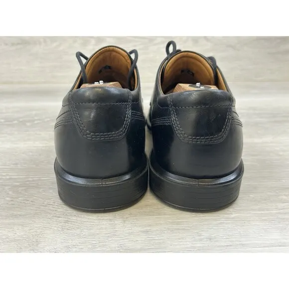 ECCO Men's Derby Cairo Black Leather Apron Toe Dress  Shoes Size US 8