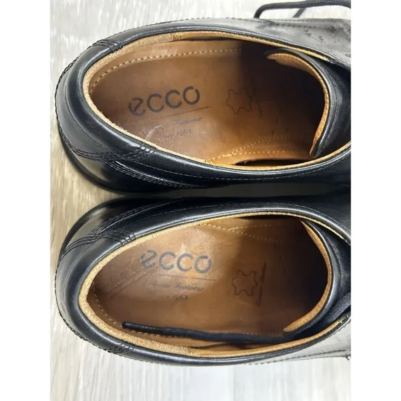 ECCO Men's Derby Cairo Black Leather Apron Toe Dress  Shoes Size US 8