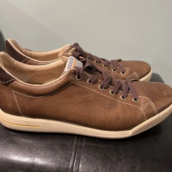 ECCO Spikeless Golf Shoes Brown Leather Casual Comfort Men's US Sz 9-9.5, EU 43