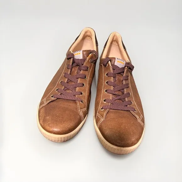 ECCO Spikeless Golf Shoes Brown Leather Casual Comfort Men's US Sz 9-9.5, EU 43