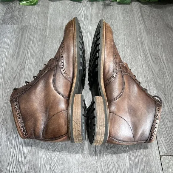 Ecco Vitrus Wing Tip Chukka Boots Dress Brown Leather Shoes Men’s Size 11