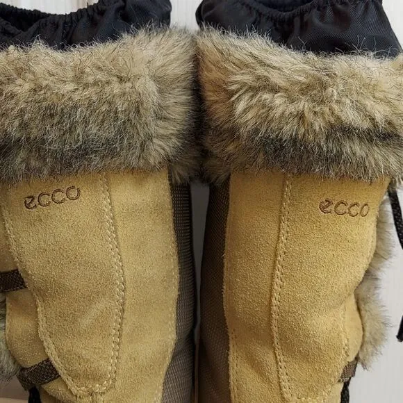 Ecco Gore-tex Fur Trim Sude Winter Boots Sz 35