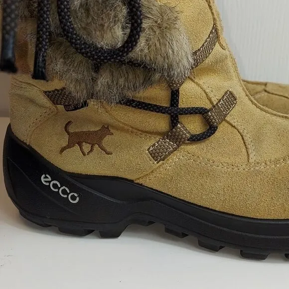 Ecco Gore-tex Fur Trim Sude Winter Boots Sz 35