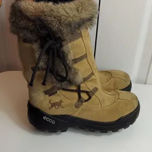 Ecco Gore-tex Fur Trim Sude Winter Boots Sz 35