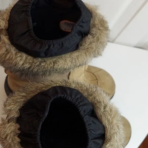 Ecco Gore-tex Fur Trim Sude Winter Boots Sz 35