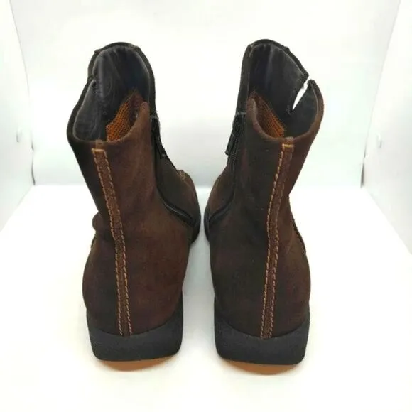 Ecco Womens Brown Leather‎ Casual Zip Up Boots Size 38 US 7 To 7.5 Ecco Boots