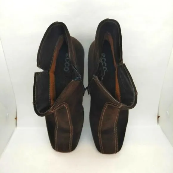 Ecco Womens Brown Leather‎ Casual Zip Up Boots Size 38 US 7 To 7.5 Ecco Boots