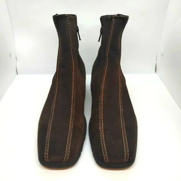 Ecco Womens Brown Leather‎ Casual Zip Up Boots Size 38 US 7 To 7.5 Ecco Boots