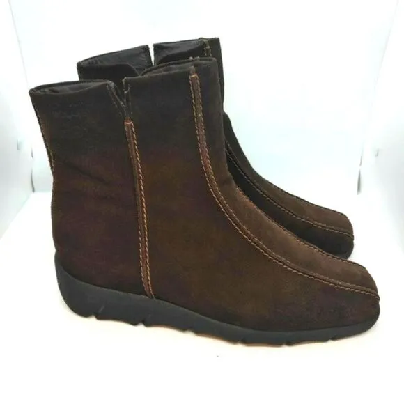 Ecco Womens Brown Leather‎ Casual Zip Up Boots Size 38 US 7 To 7.5 Ecco Boots