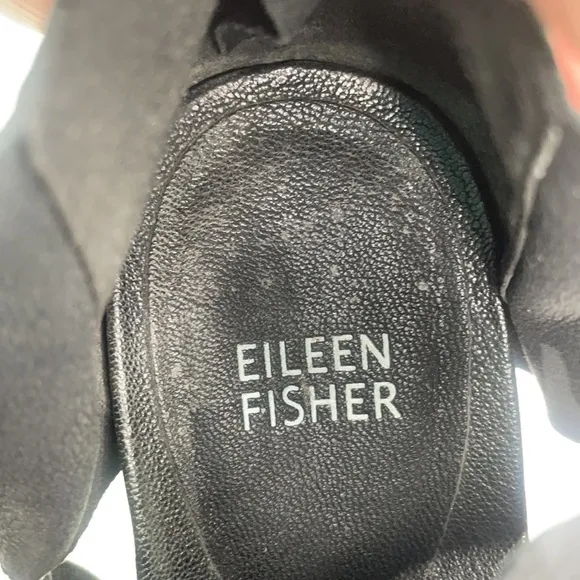 Eileen Fisher Black Draw Suede and Leather Wedges Heel Shoes 8M